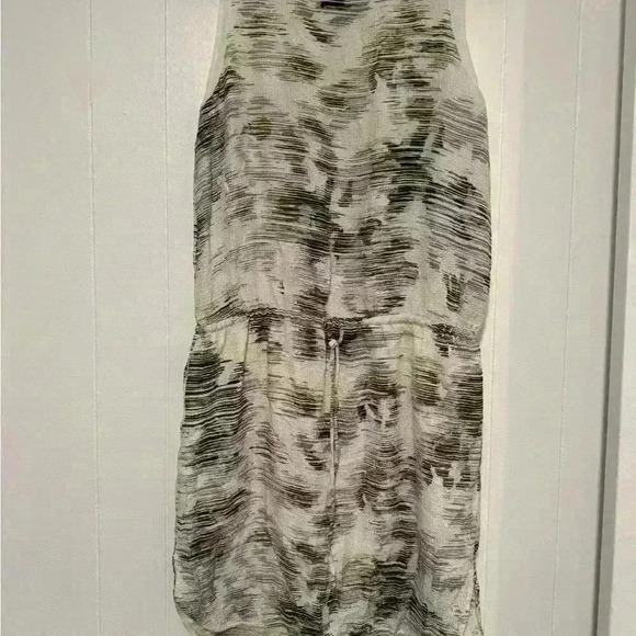 Vince White Silk Marble Jacquard Drawstring Dress Large - Picture 3 of 8